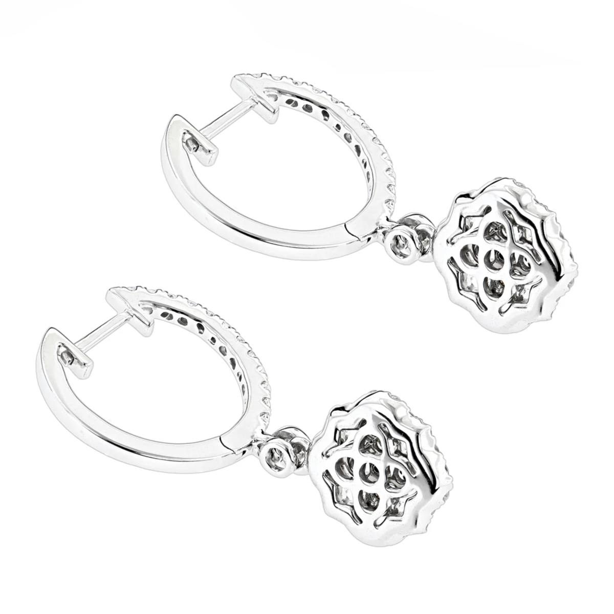 1 Carat 14K White Gold Diamond Drop Earrings For Women By Luxurman - Image 4