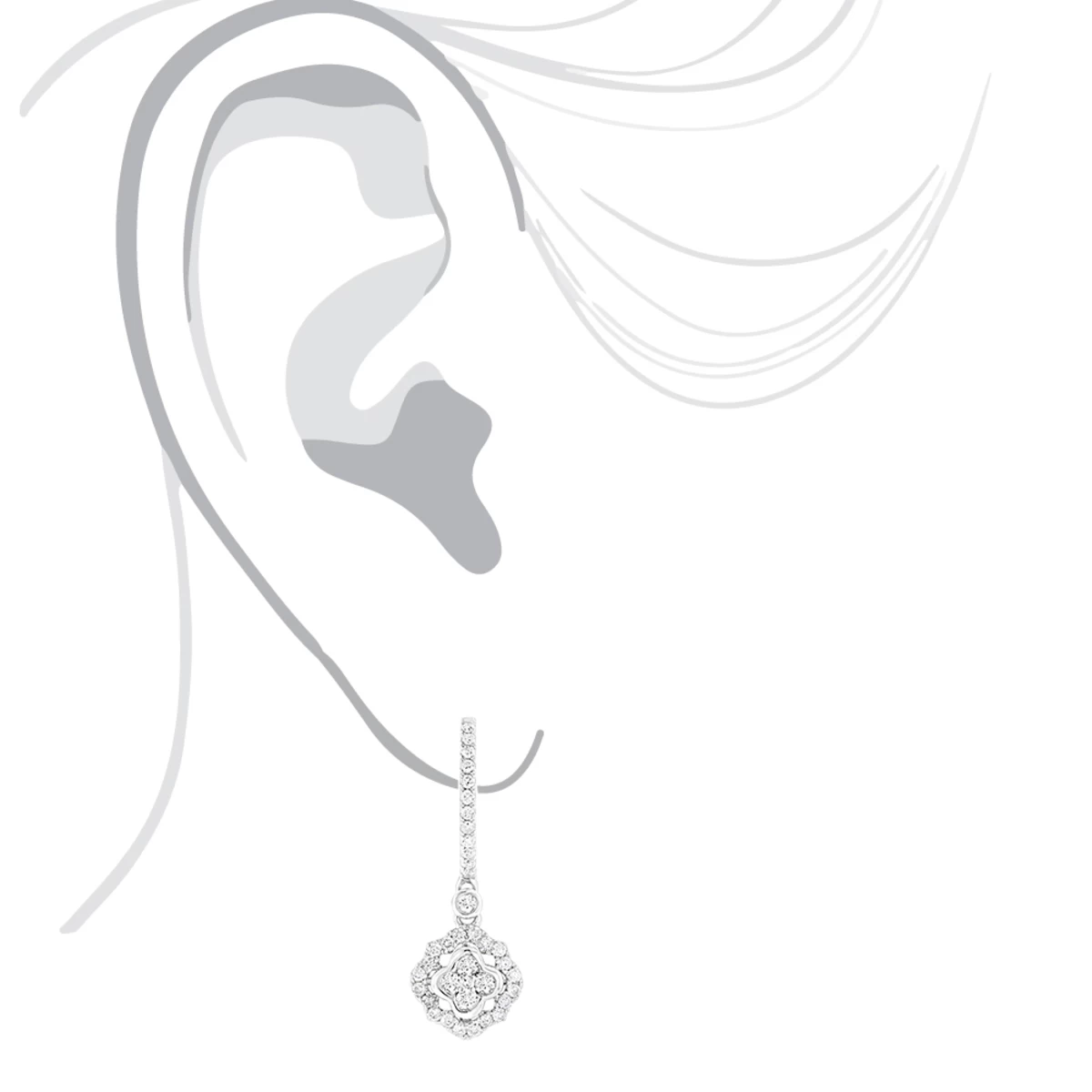 1 Carat 14K White Gold Diamond Drop Earrings For Women By Luxurman - Image 5