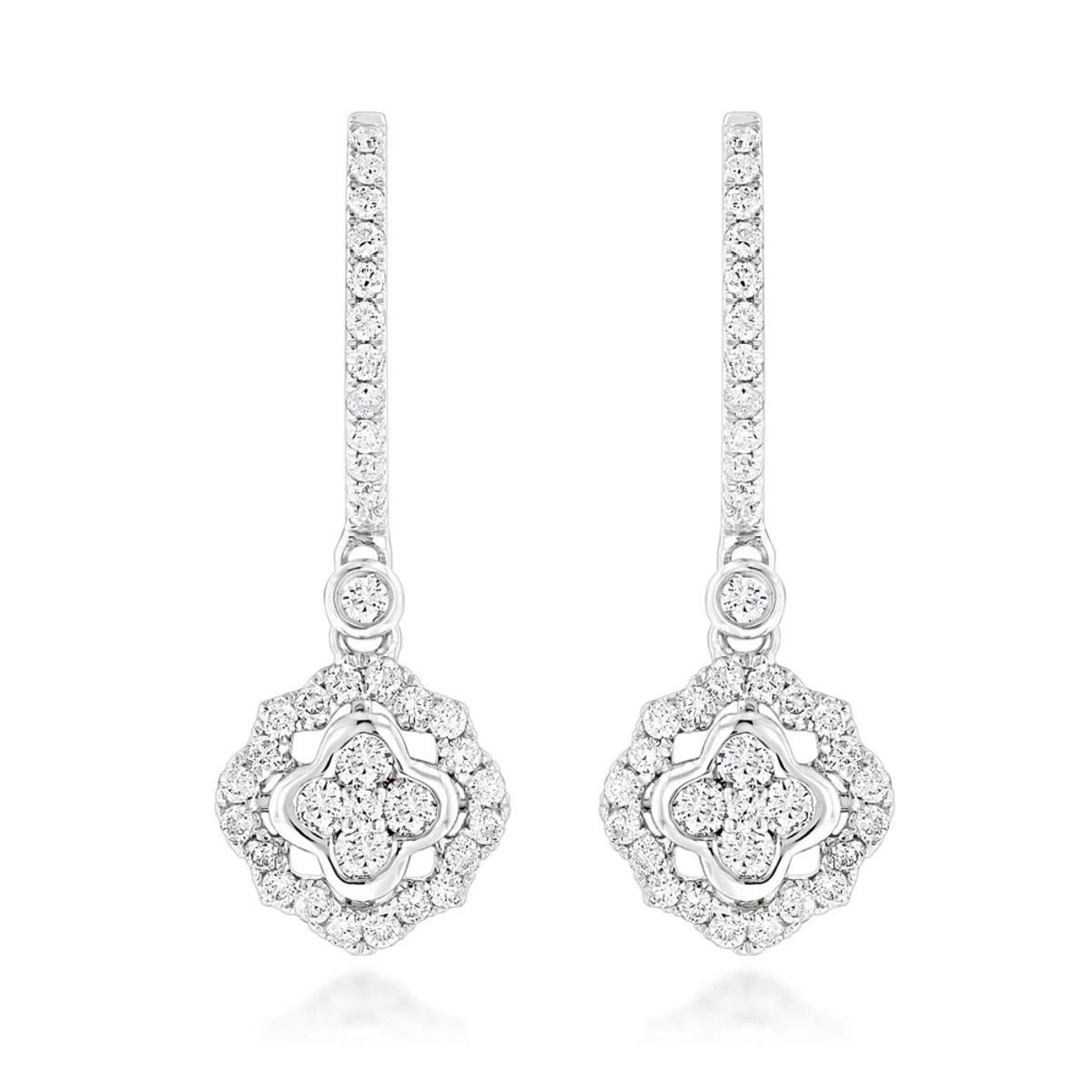 1 Carat 14K White Gold Diamond Drop Earrings For Women By Luxurman