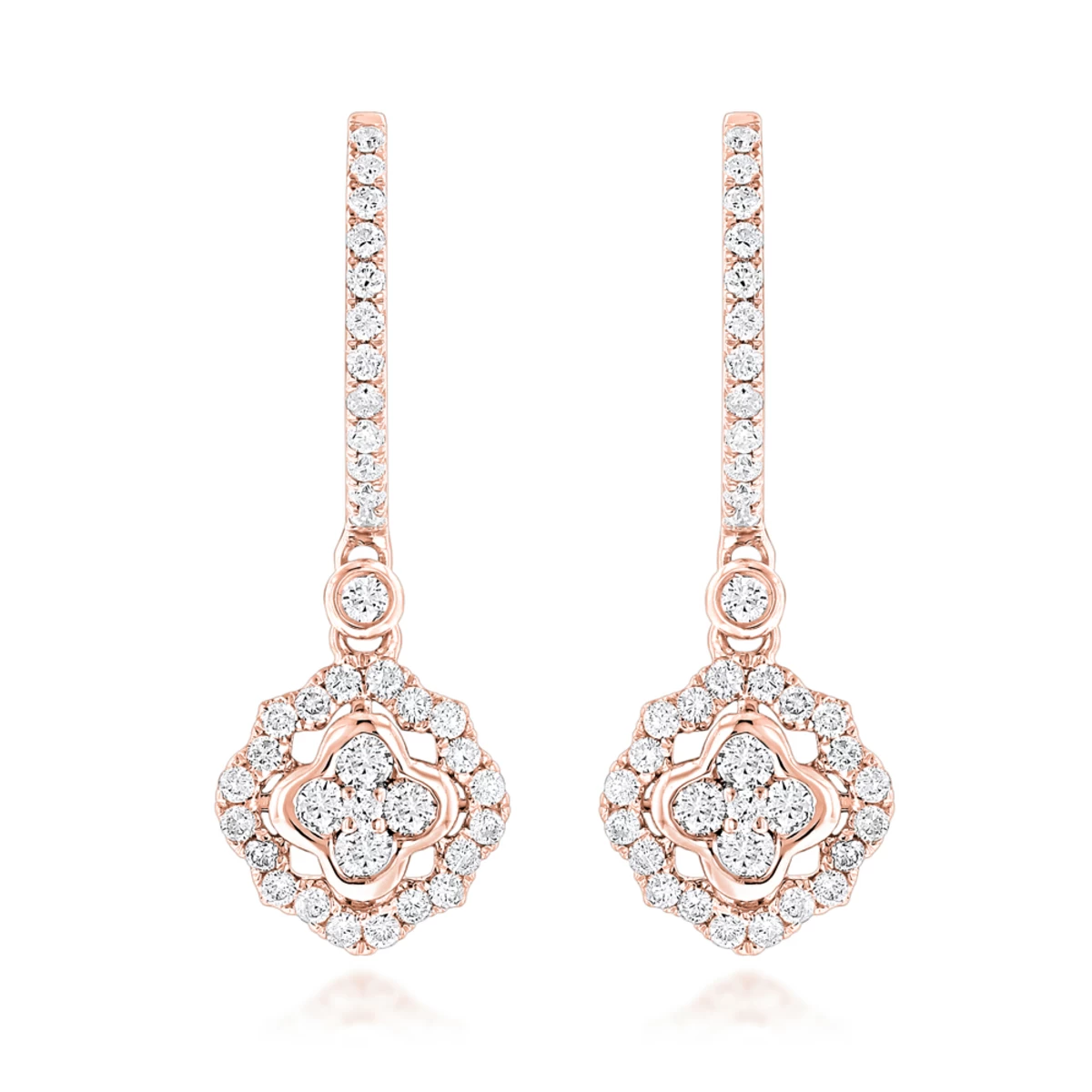 1 Carat 14K White Gold Diamond Drop Earrings For Women By Luxurman - Image 3