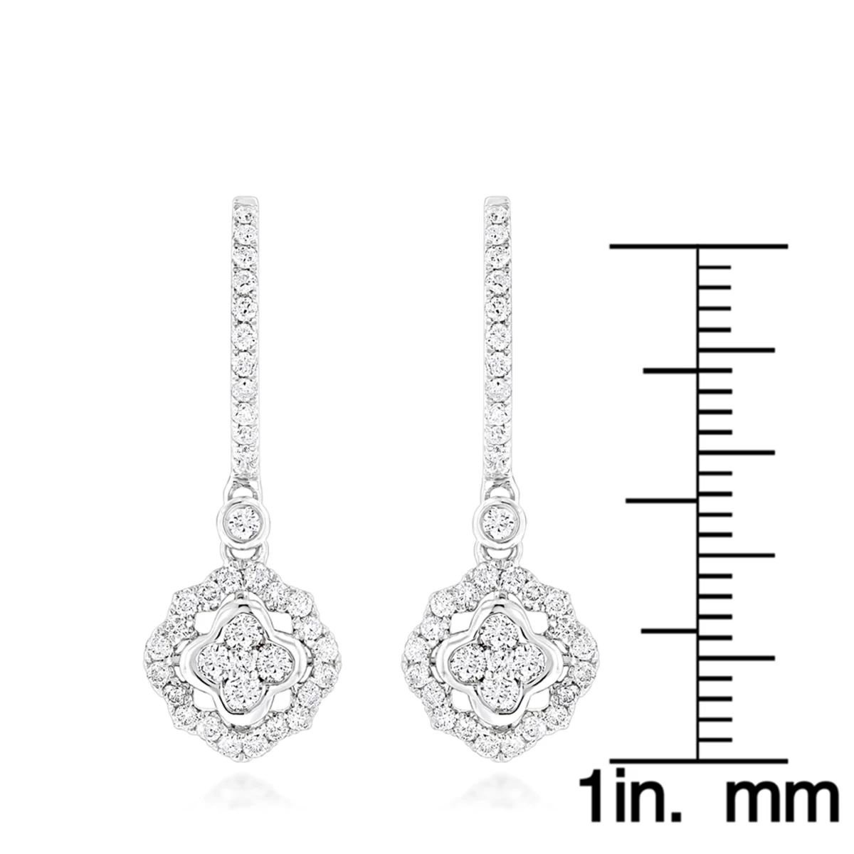 1 Carat 14K White Gold Diamond Drop Earrings For Women By Luxurman - Image 6
