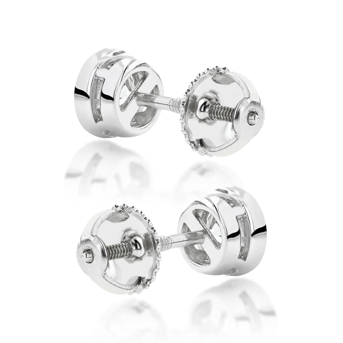 1 Ct. Diamond Stud Earrings Bezel Set Round Cut - Image 4