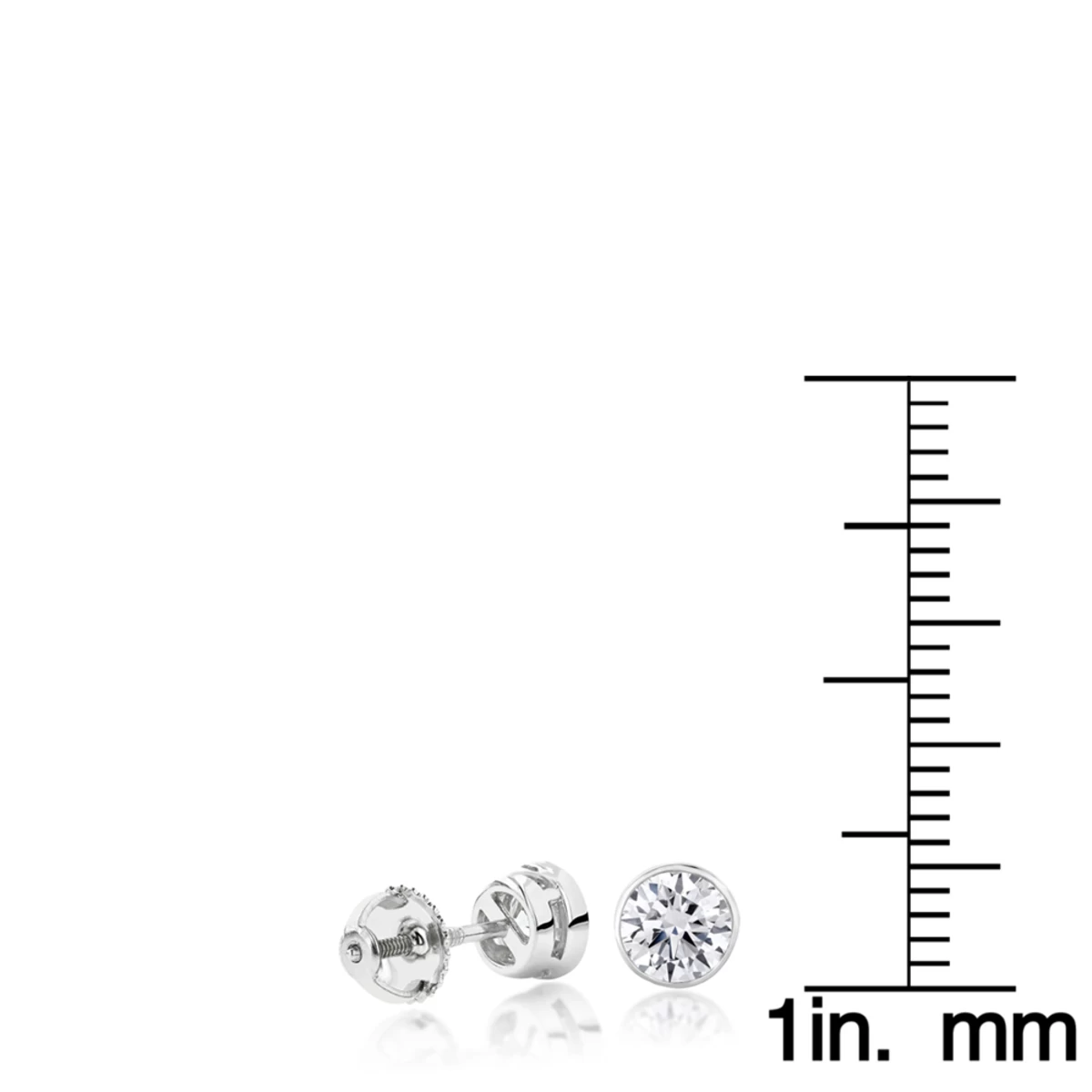 1 Ct. Diamond Stud Earrings Bezel Set Round Cut - Image 6