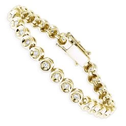 10K White Gold Bezel Set Round Diamond Tennis Bracelet 1.65ct By Luxurman