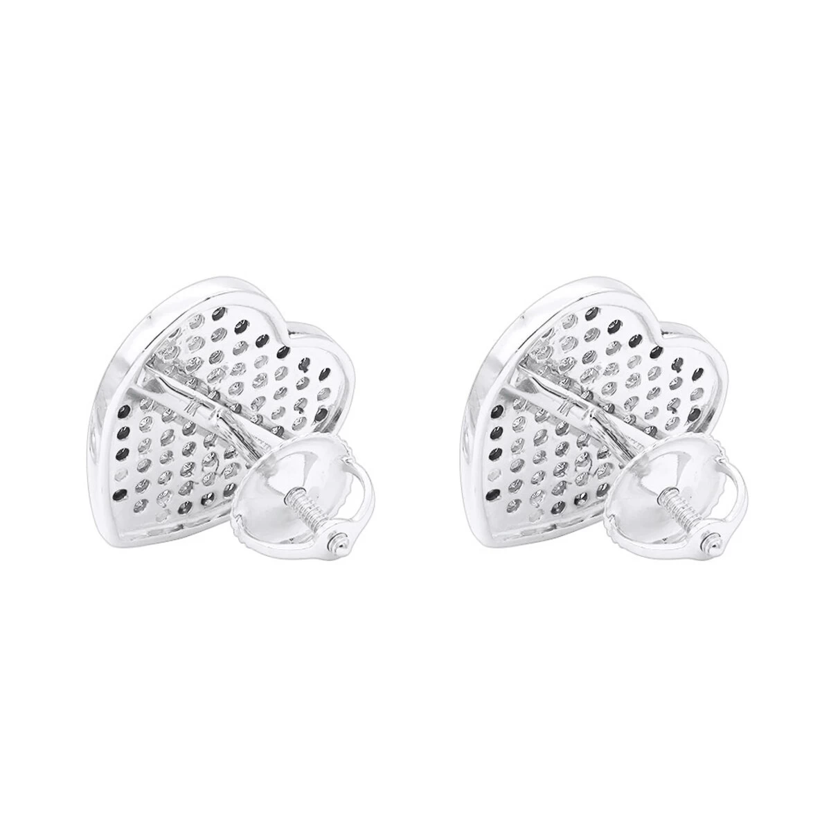 10K White Gold Heart Shaped Diamond Stud Earrings 0.63ct - Image 4