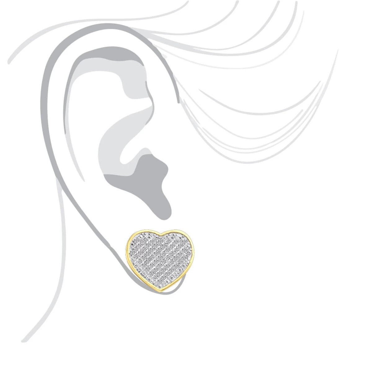 10K White Gold Heart Shaped Diamond Stud Earrings 0.63ct - Image 7