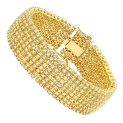 Hip Hip 10K Yellow Gold 8-Row Tennis Diamond Bracelet For Men 10 Carats