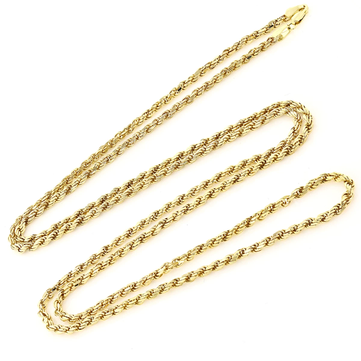 10K Yellow Gold Rope Chain For Men 26-28in 3mm