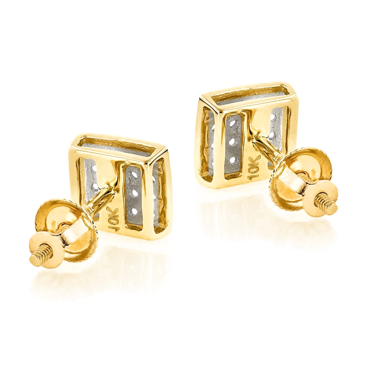 10K Yellow Gold Round Diamond Stud Earrings 6mm 0.18ct - Image 4