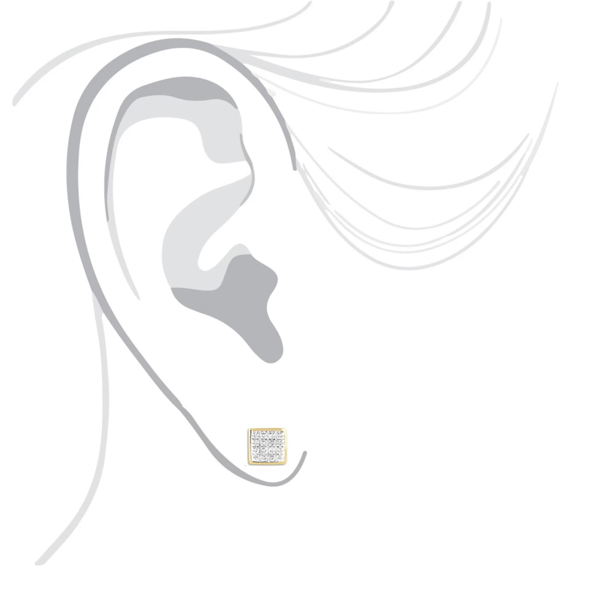 10K Yellow Gold Round Diamond Stud Earrings 6mm 0.18ct - Image 5