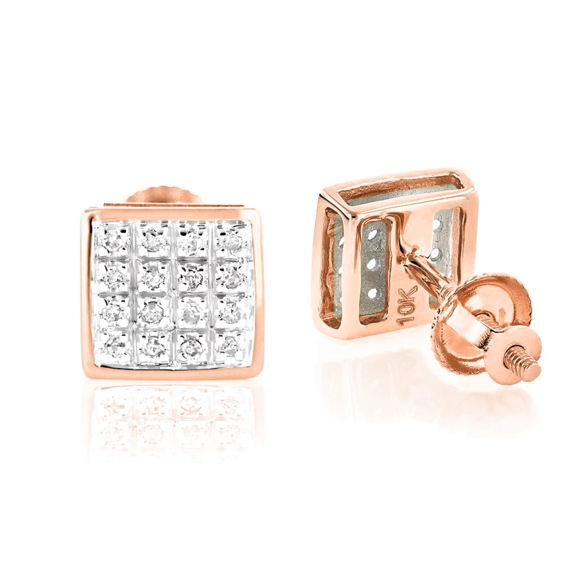 10K Yellow Gold Round Diamond Stud Earrings 6mm 0.18ct - Image 3