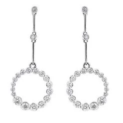 14K White Gold Diamond Circle Earrings 1.38 Ctw.