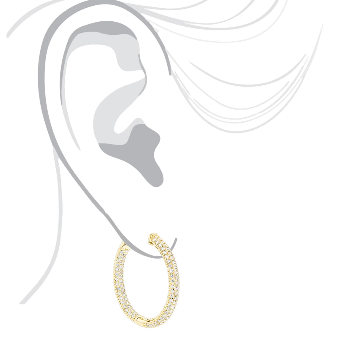 14K White Gold 1 3/8 Inch Diamond Hoop Earrings Inside Out 4.40ct - Image 5