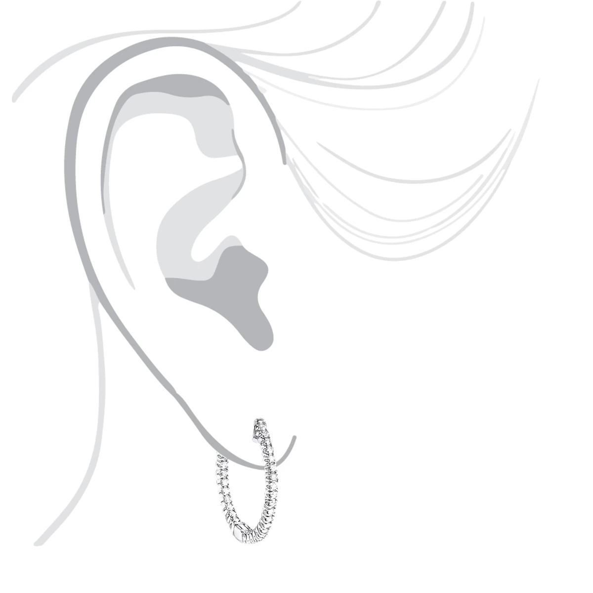 14K White Gold 1 Inch Inside Out Diamond Hoop Earrings 0.6ct By Luxurman - Image 5