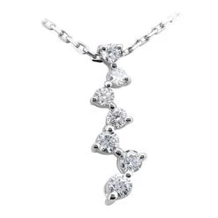 14K White Gold 7 Stone Diamond Journey Necklace 0.50ct