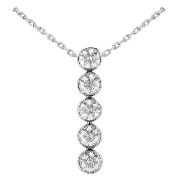 14K White Gold Unique 5 Stone Diamond Journey Pendant 0.75ct