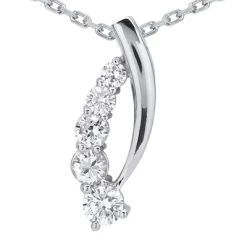 14K White Gold 5 Stone Diamond Journey Pendant 1.47ct