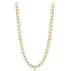 14K Yellow Gold Bezel Set Round Diamond Chain Necklace 4.75ct