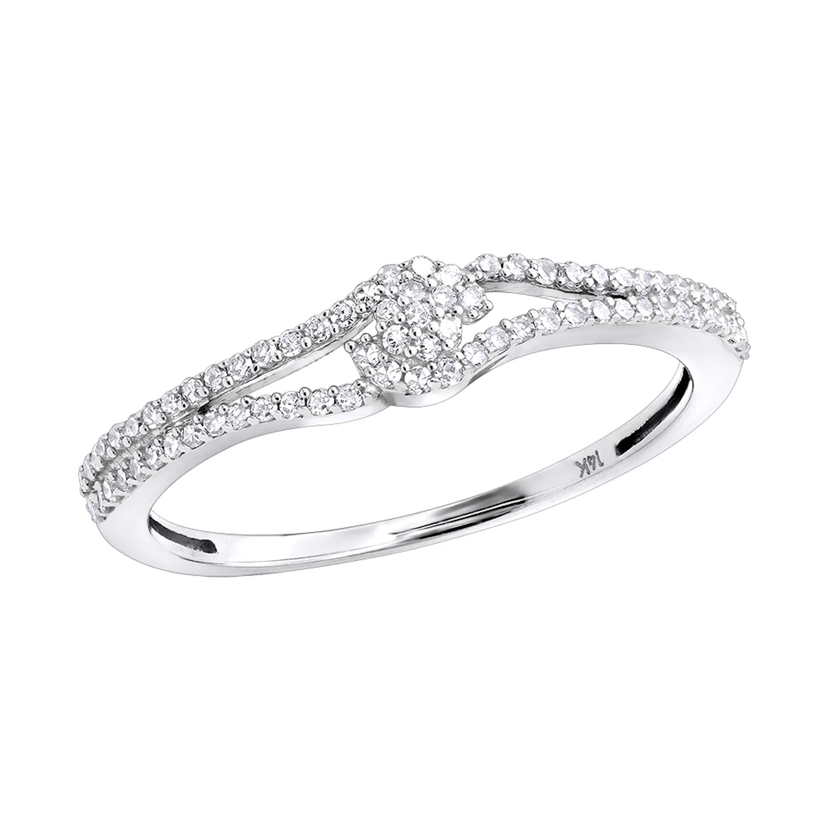 14K White Gold Cluster Diamond Ring For Women 0.31ct
