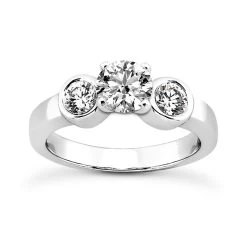 14K White Gold Designer Prong And Bezel Set Diamond Engagement Ring 0.70ct
