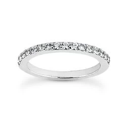 Ultra Thin 14K White Gold Designer Diamond Engagement Ring Band 0.19ct