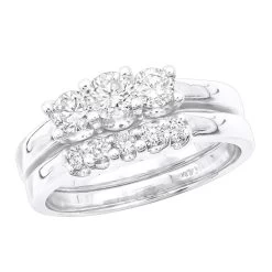 14K White Gold Handmade Diamond Engagement Ring Mounting Set 0.70ct