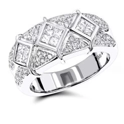 14K White Gold Designer 1.37ct Diamond Ring