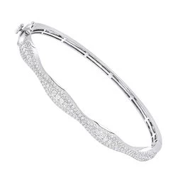 14K White Gold Diamond Bangle Bracelet For Women 1ct By Luxurman