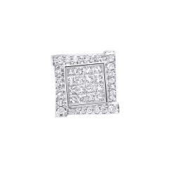 14K White Gold Diamond Earring For Men Single Stud Princess Round Diamonds 0.5ct