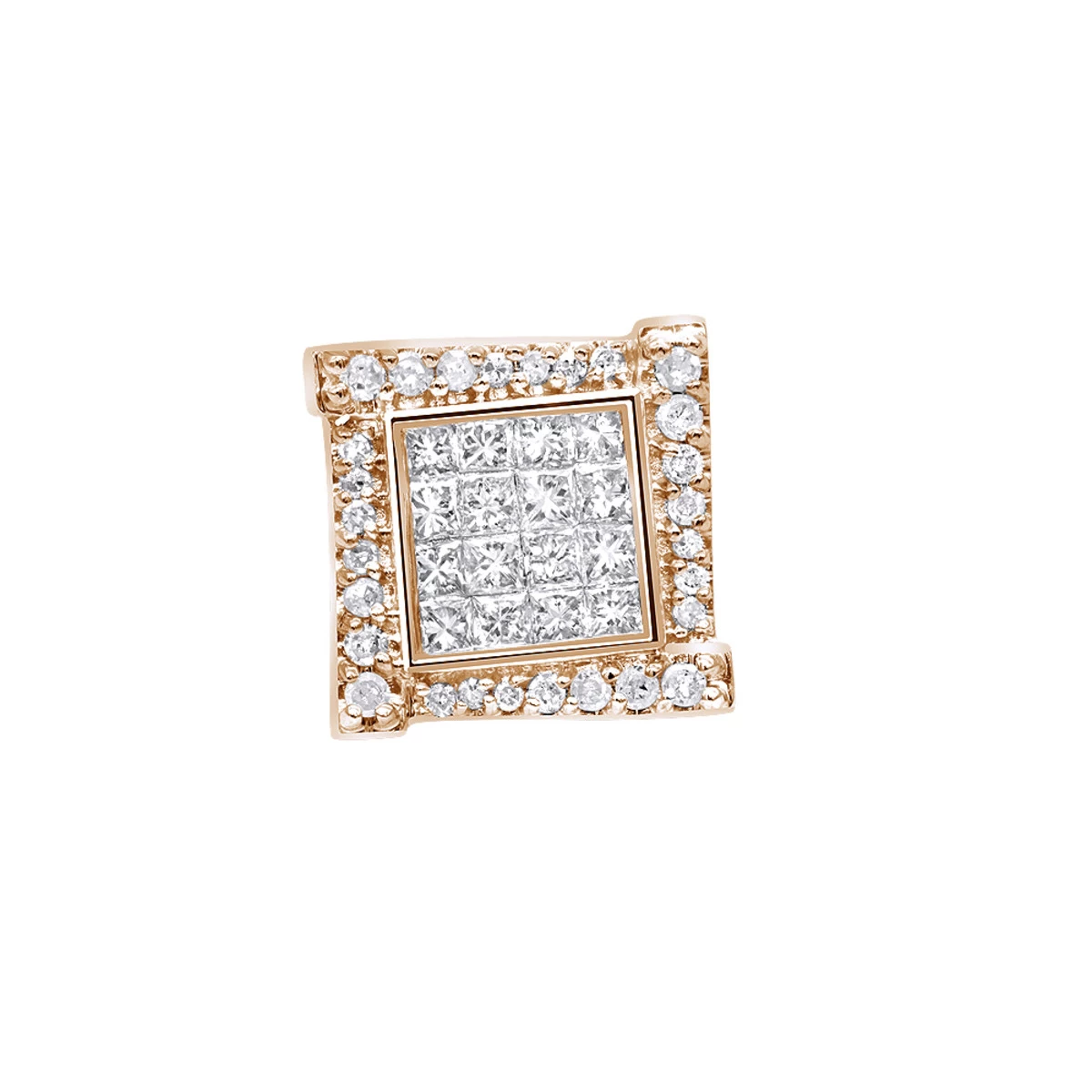 14K White Gold Diamond Earring For Men Single Stud Princess Round Diamonds 0.5ct - Image 4