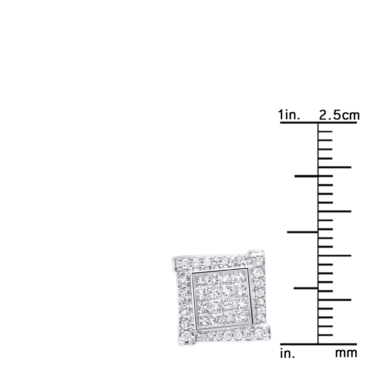 14K White Gold Diamond Earring For Men Single Stud Princess Round Diamonds 0.5ct - Image 7