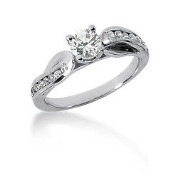 14K White Gold Prong And Channel Set Diamond Engagement Ring Mounting 0.15ct