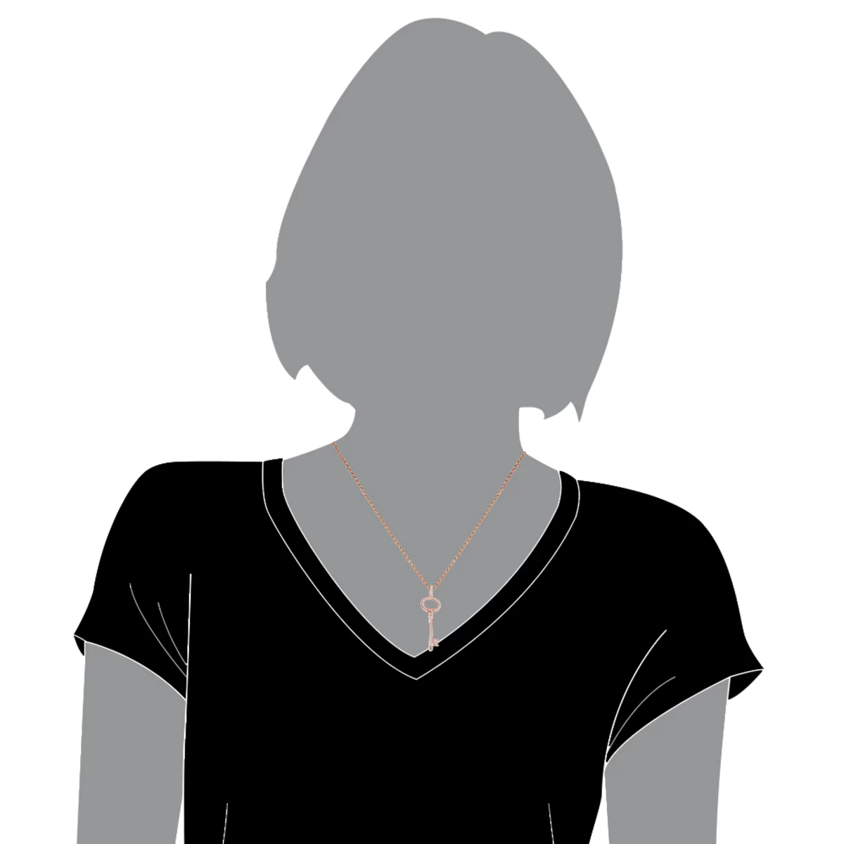 14K Rose Gold Diamond Key Pendant 0.42ct - Image 5