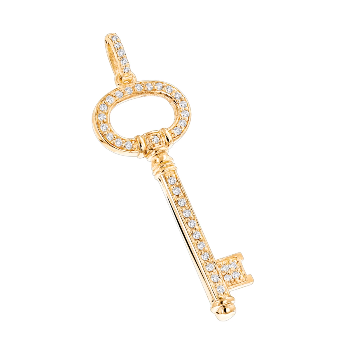 14K Rose Gold Diamond Key Pendant 0.42ct - Image 3