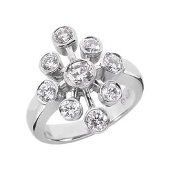 14K White Gold Diamond Right Hand Ring 1.30ct
