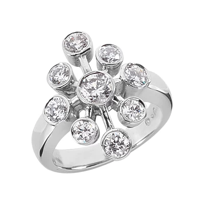 14K White Gold Diamond Right Hand Ring 1.30ct