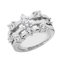 14K White Gold Diamond Right Hand Women's Ring 1.65ct