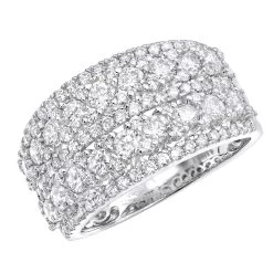 14K White Gold Diamond Ring For Women 2 Carat Unique Diamond Wedding Band