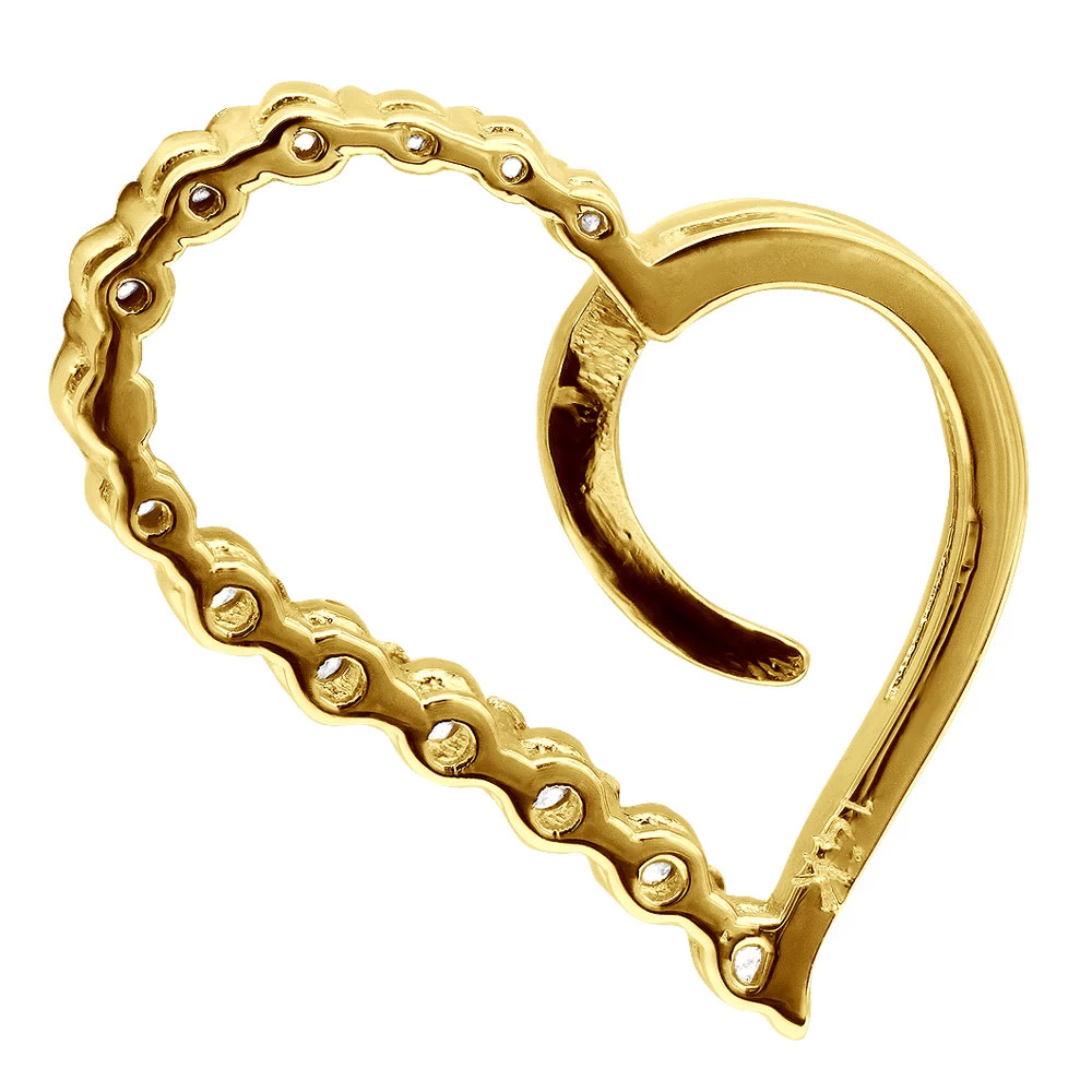 14K White Gold Diamond Small Open Heart Pendant For Women By Luxurman 0.2ct - Image 7