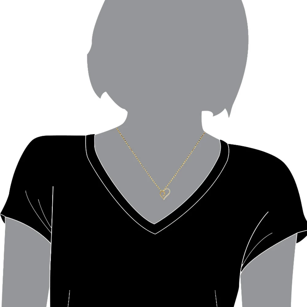 14K White Gold Diamond Small Open Heart Pendant For Women By Luxurman 0.2ct - Image 9