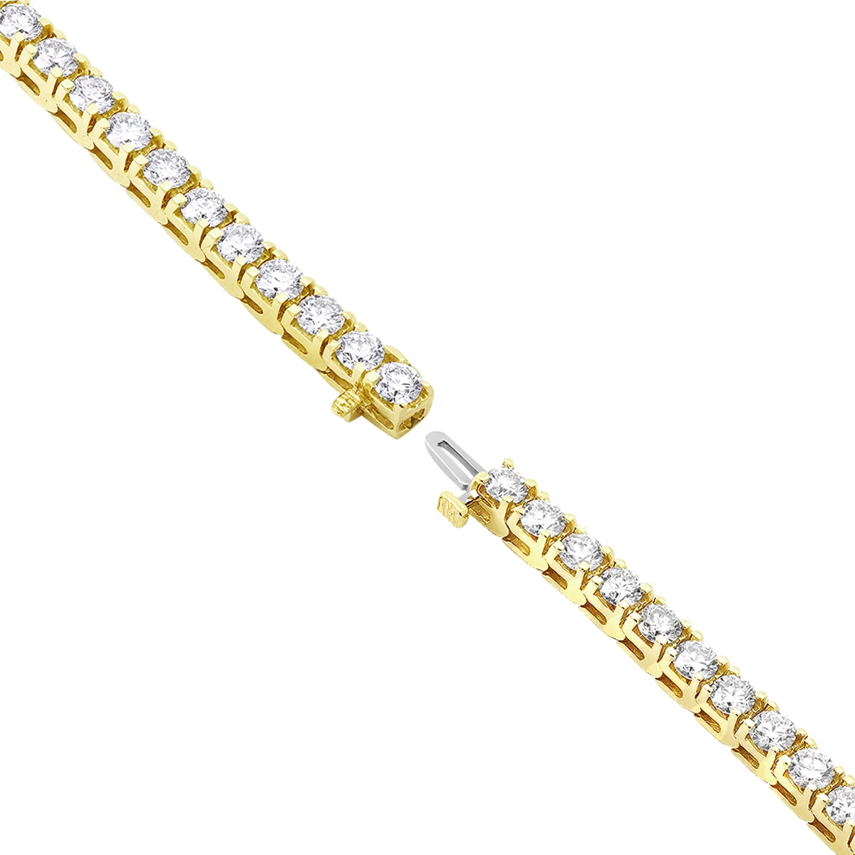 14K Yellow Gold Women's Diamond Tennis Bracelet Round Diamonds 9.72ct - Image 4