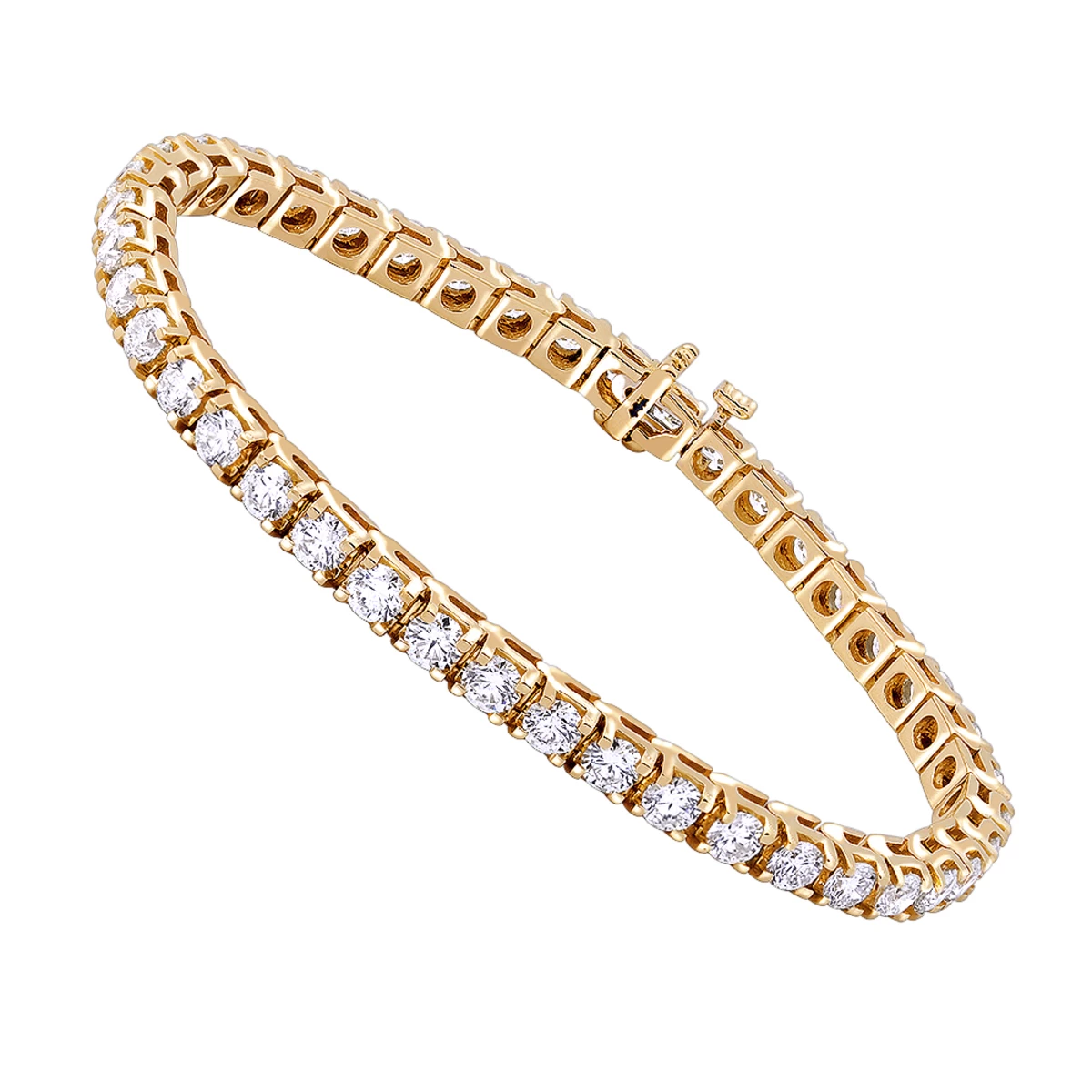 14K Yellow Gold Women's Diamond Tennis Bracelet Round Diamonds 9.72ct - Image 3
