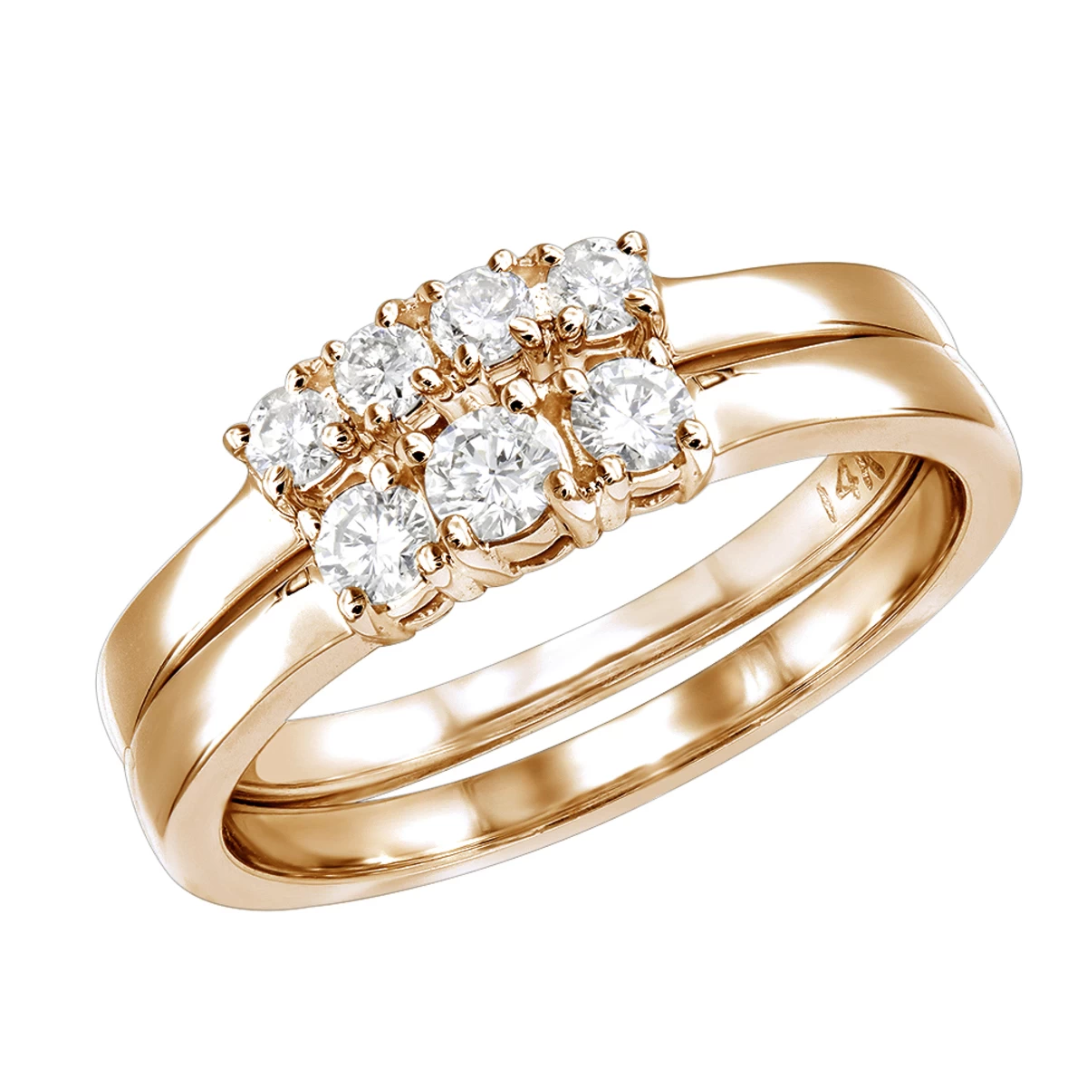 Affordable Diamond Three Stone Engagement Ring Set W Wedding Band 14K White Gold - Image 4