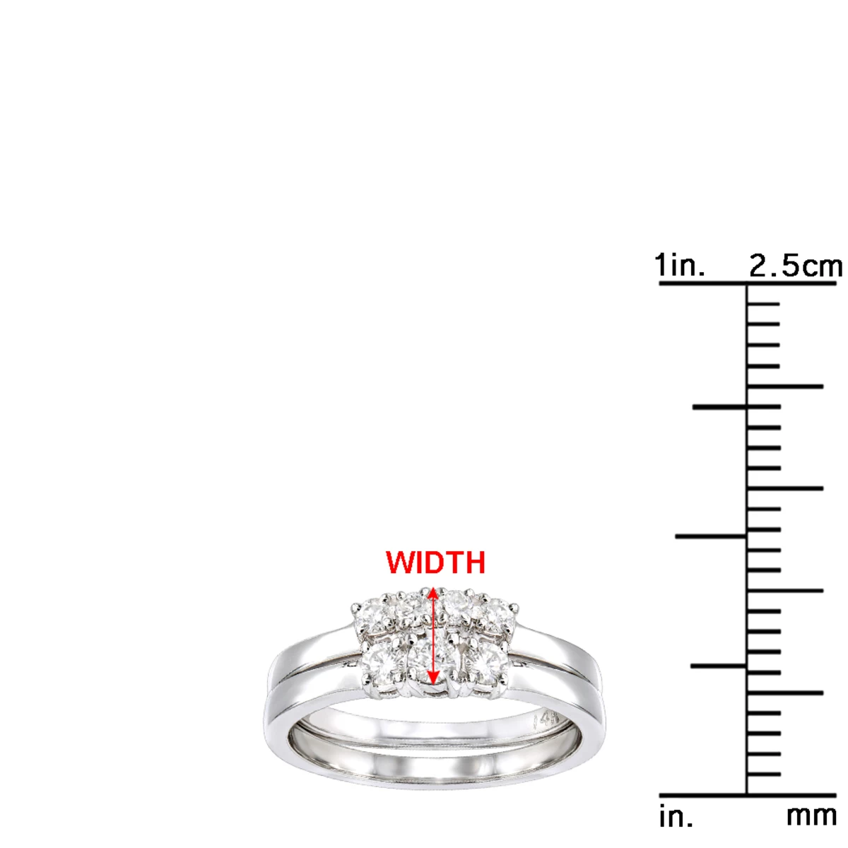 Affordable Diamond Three Stone Engagement Ring Set W Wedding Band 14K White Gold - Image 7