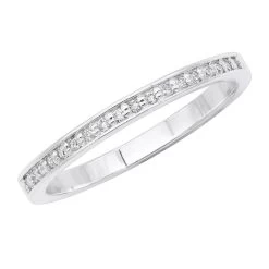 Thin Diamond Wedding Stackable Ring For Women 14K White Gold 0.21ct