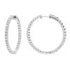 14K White Gold Inside Out 3 Carat Hoops Diamond Earrings For Women By Luxurman