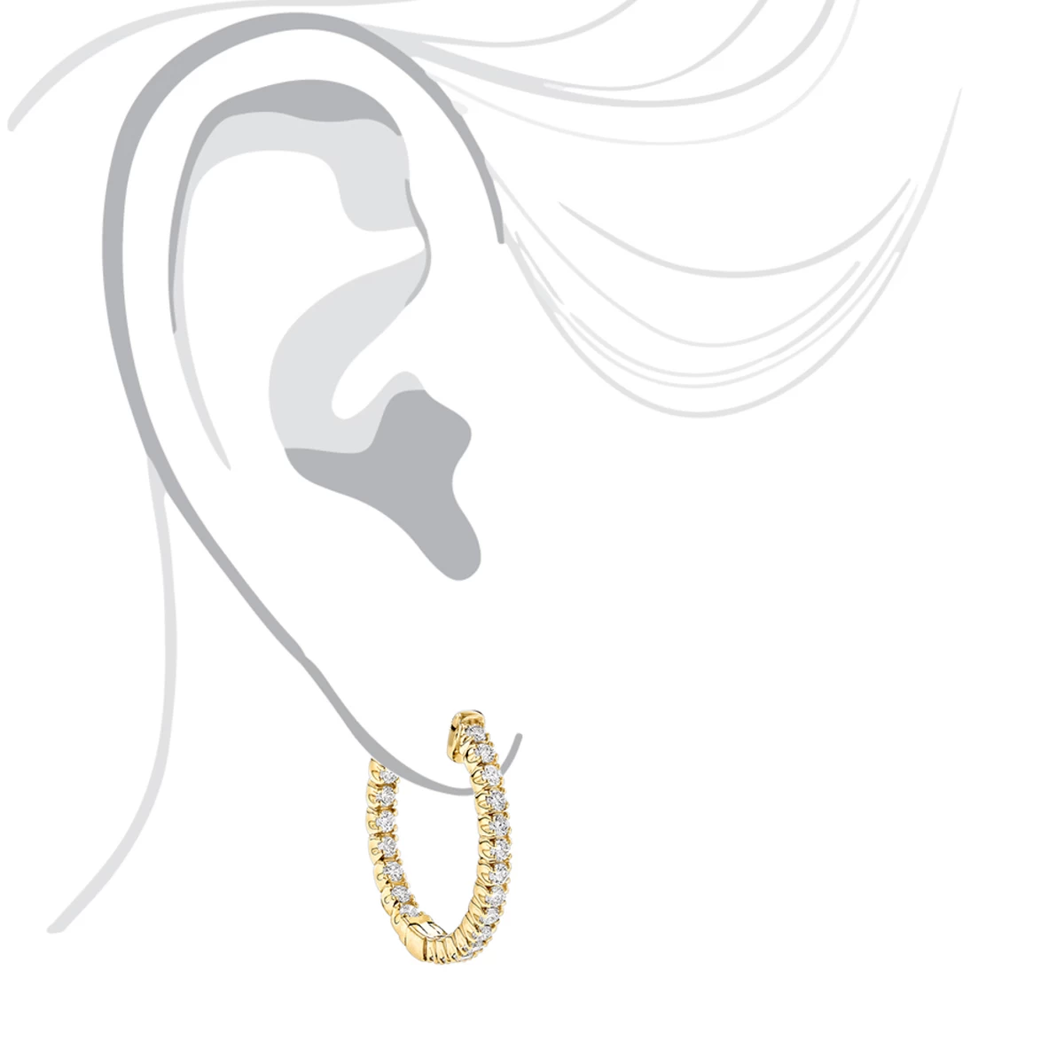 14K Yellow Gold Inside Out Diamond Hoop Earrings For Women 1.3ct 3/4in By Luxurman - Image 5