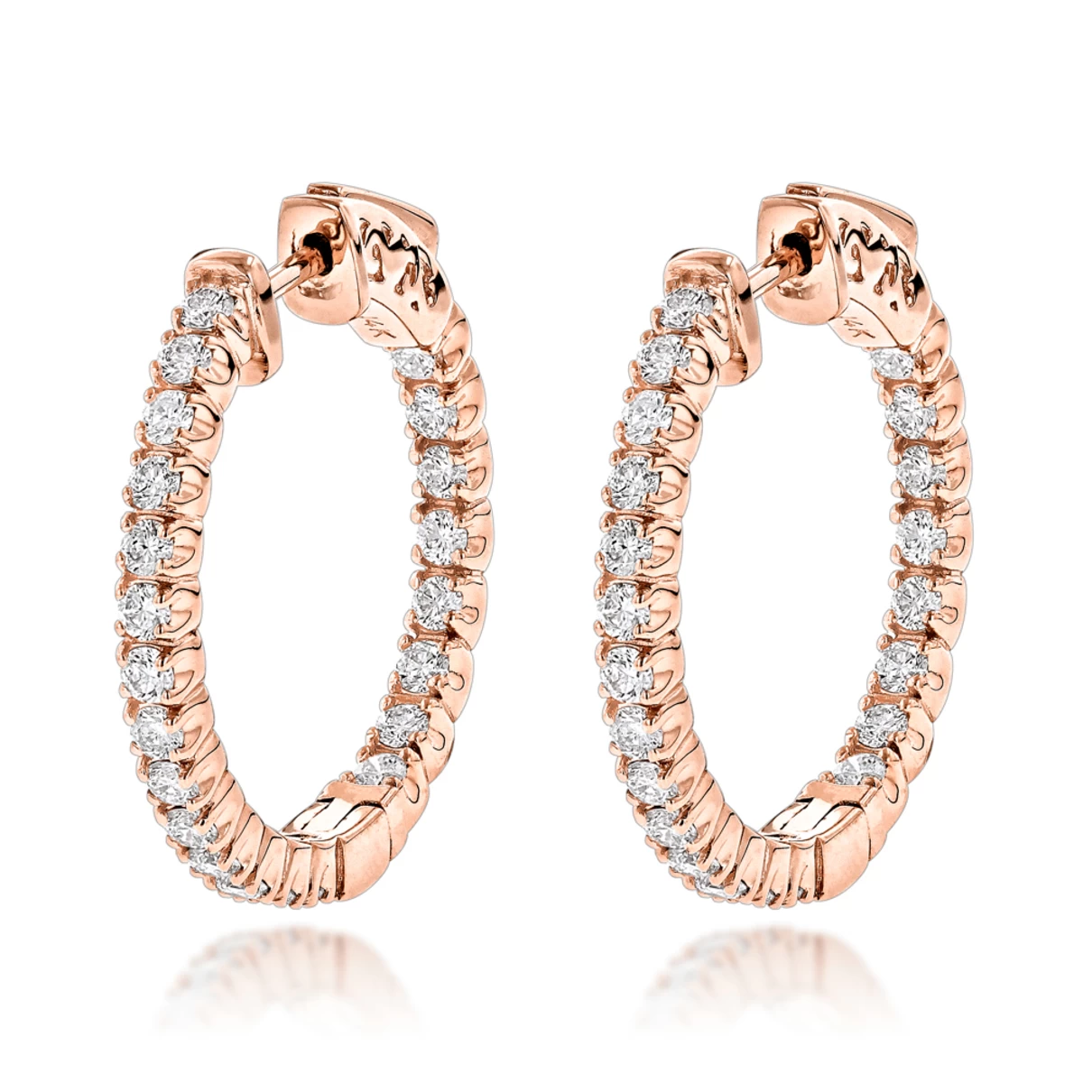14K Yellow Gold Inside Out Diamond Hoop Earrings For Women 1.3ct 3/4in By Luxurman - Image 3