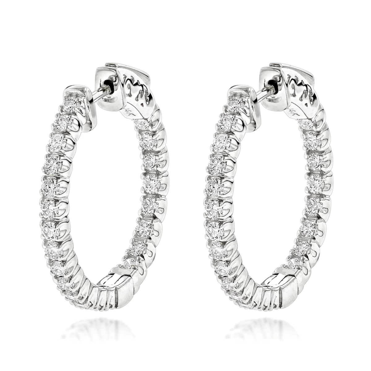 14K Yellow Gold Inside Out Diamond Hoop Earrings For Women 1.3ct 3/4in By Luxurman - Image 2