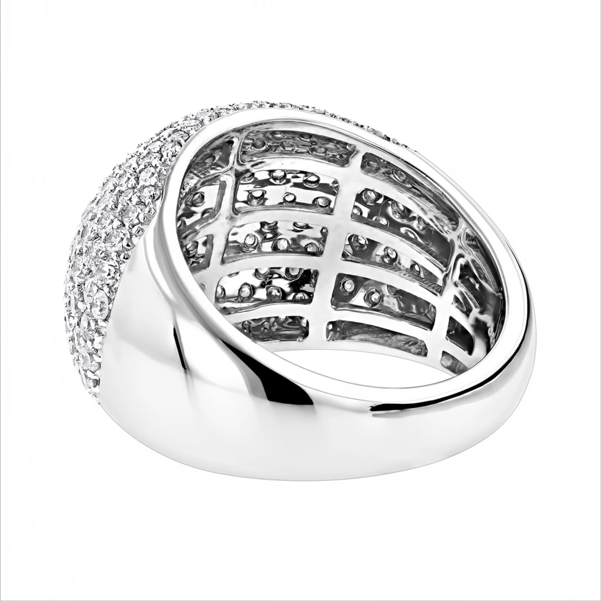 14K White Gold Ladies Designer Pave Diamond Ring 3.5ct - Image 4